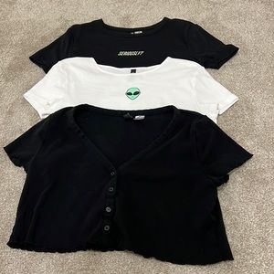 3 MEDIUM H&M BABYDOLL CROP TOPS